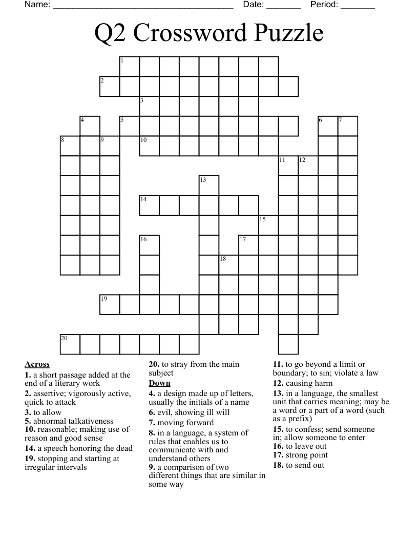 Q2 Crossword Puzzle