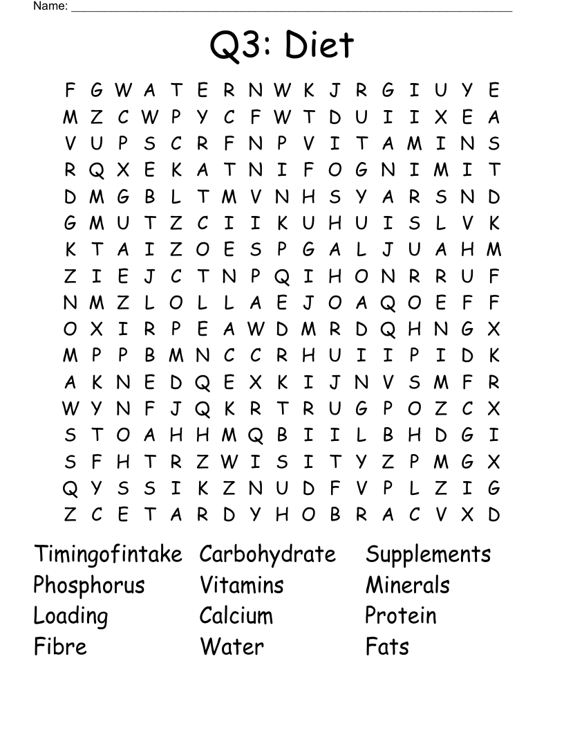 Q3: Diet Word Search