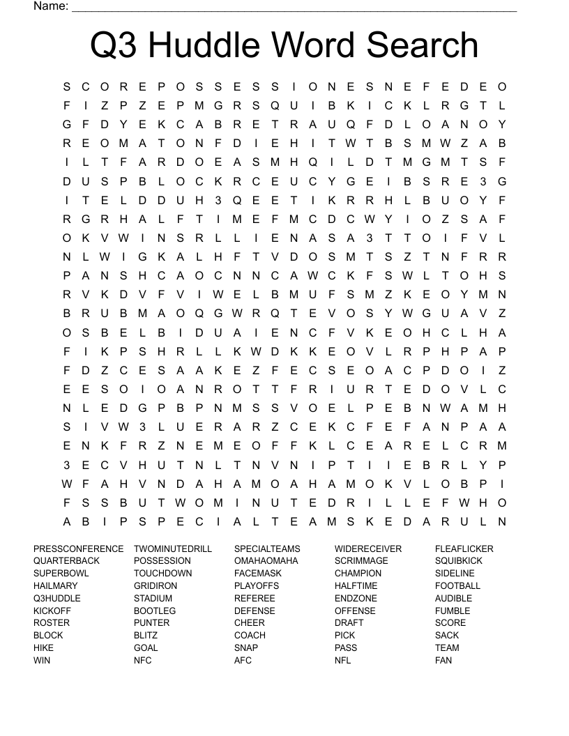 Q3 Huddle Word Search