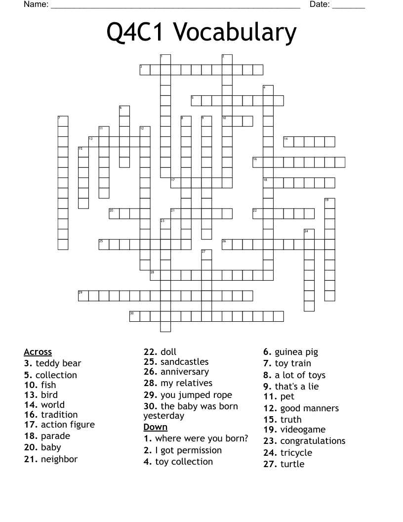Q4C1 Vocabulary Crossword
