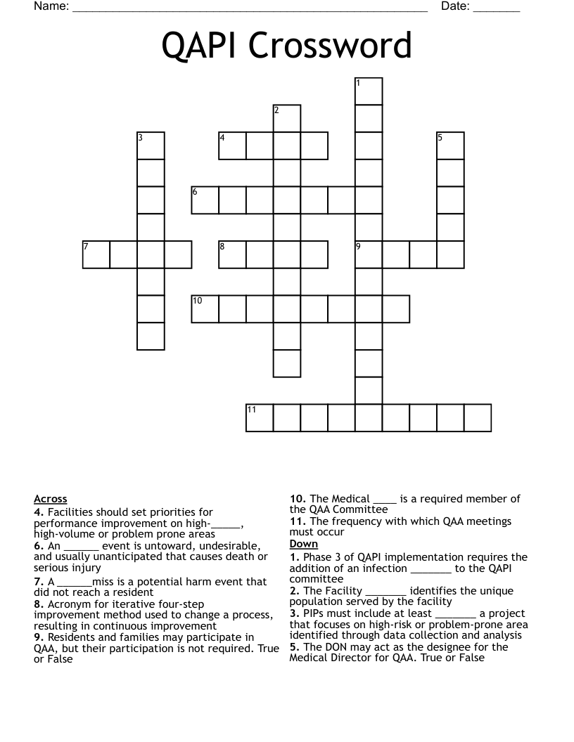 QAPI Crossword