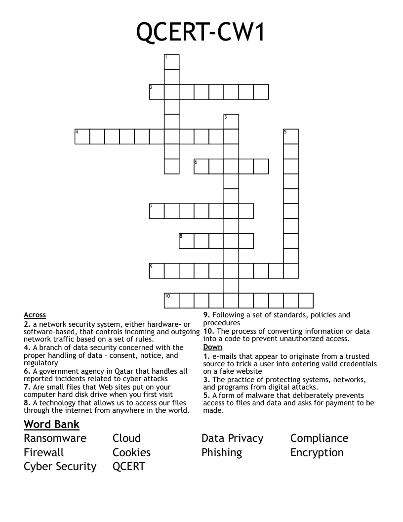QCERT-CW1 Crossword