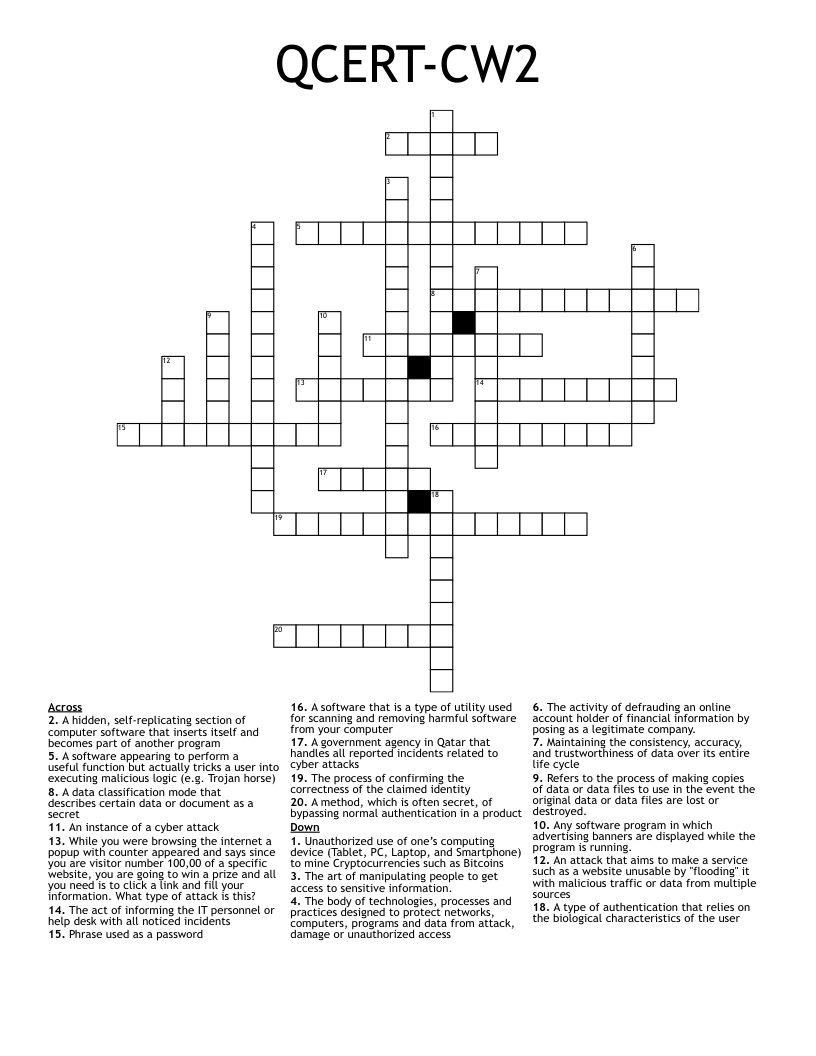 QCERT-CW2 Crossword