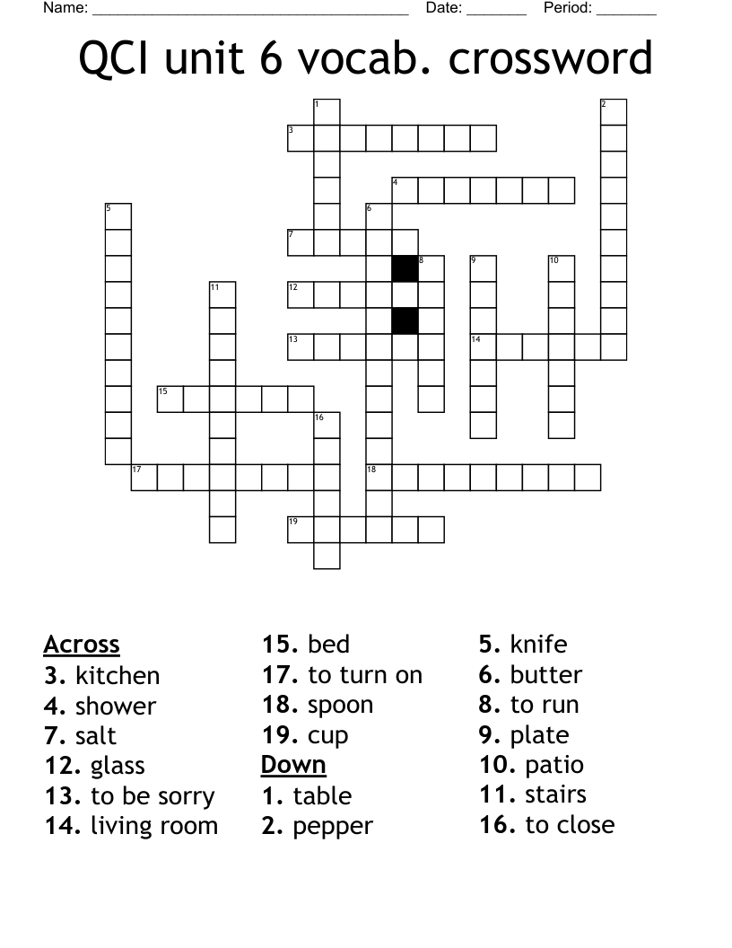 QCI unit 6 vocab. crossword