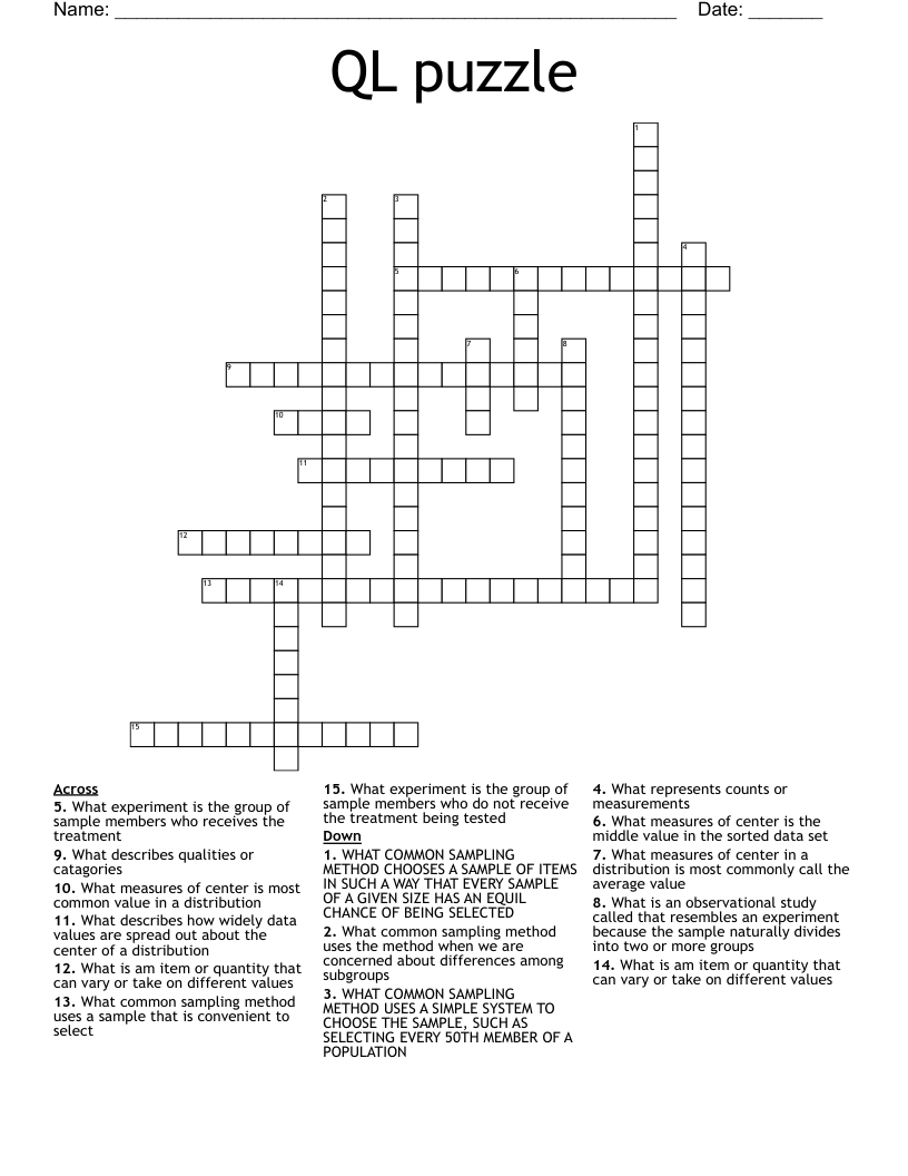 QL puzzle Crossword