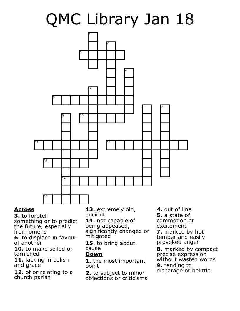 QMC Library Jan 18 Crossword