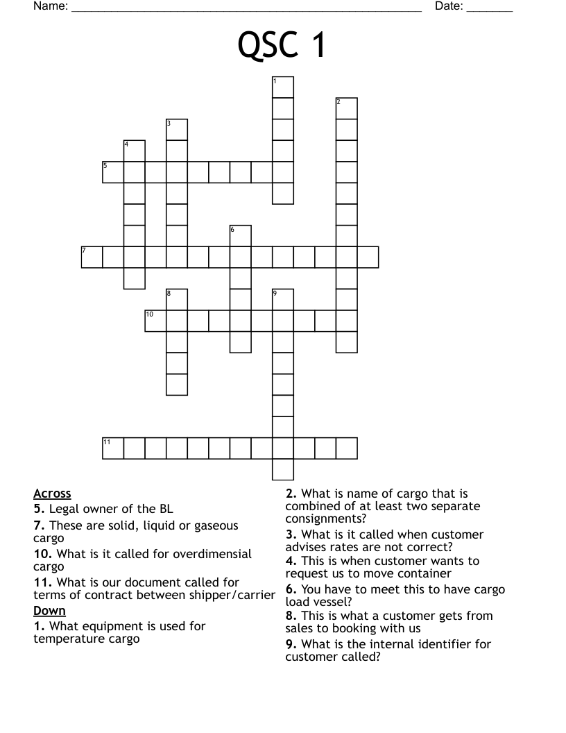 QSC 1  Crossword