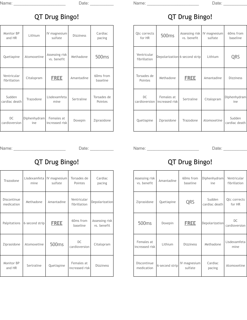 QT Drug Bingo!