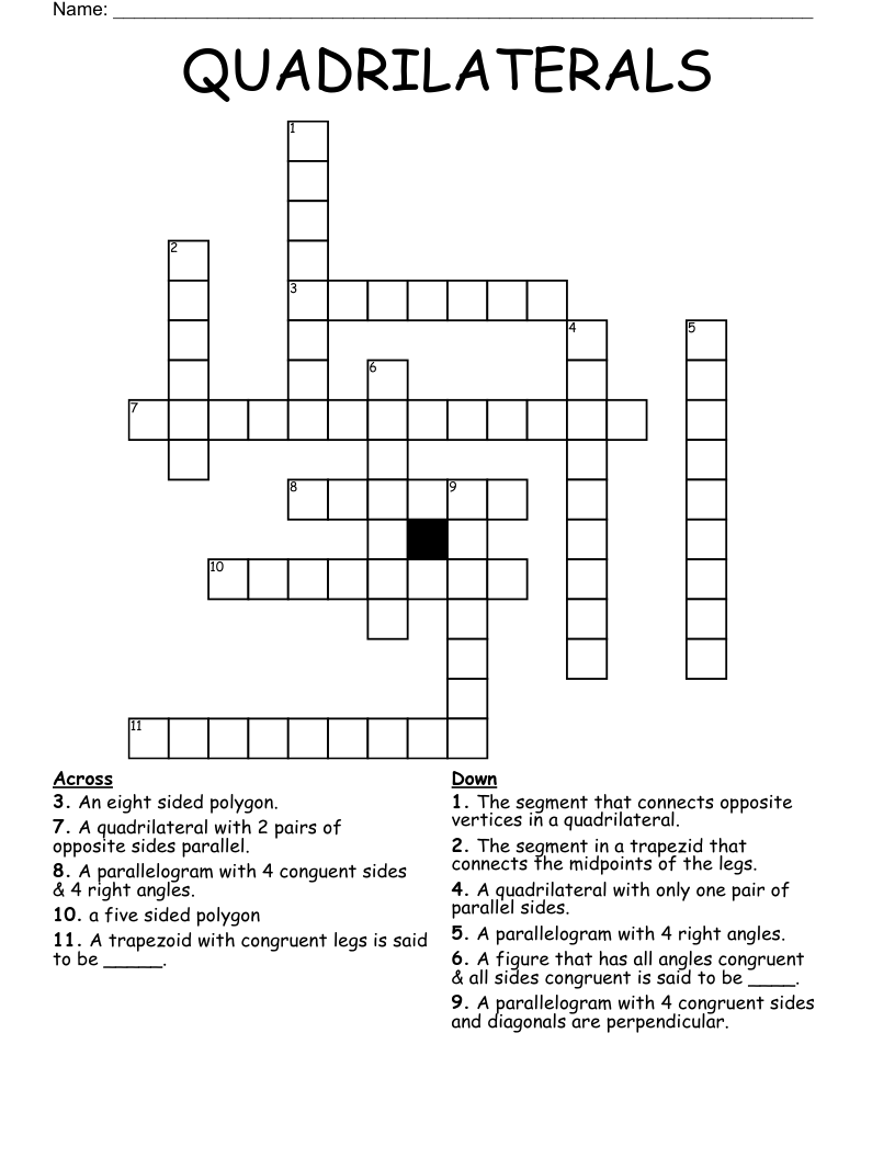 QUADRILATERALS Crossword