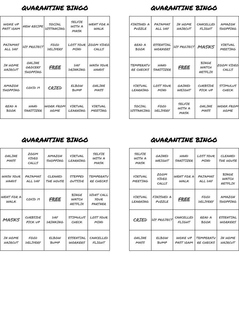 QUARANTINE BINGO