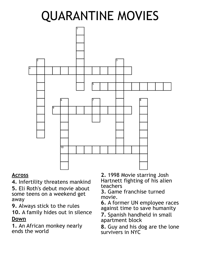 QUARANTINE MOVIES Crossword