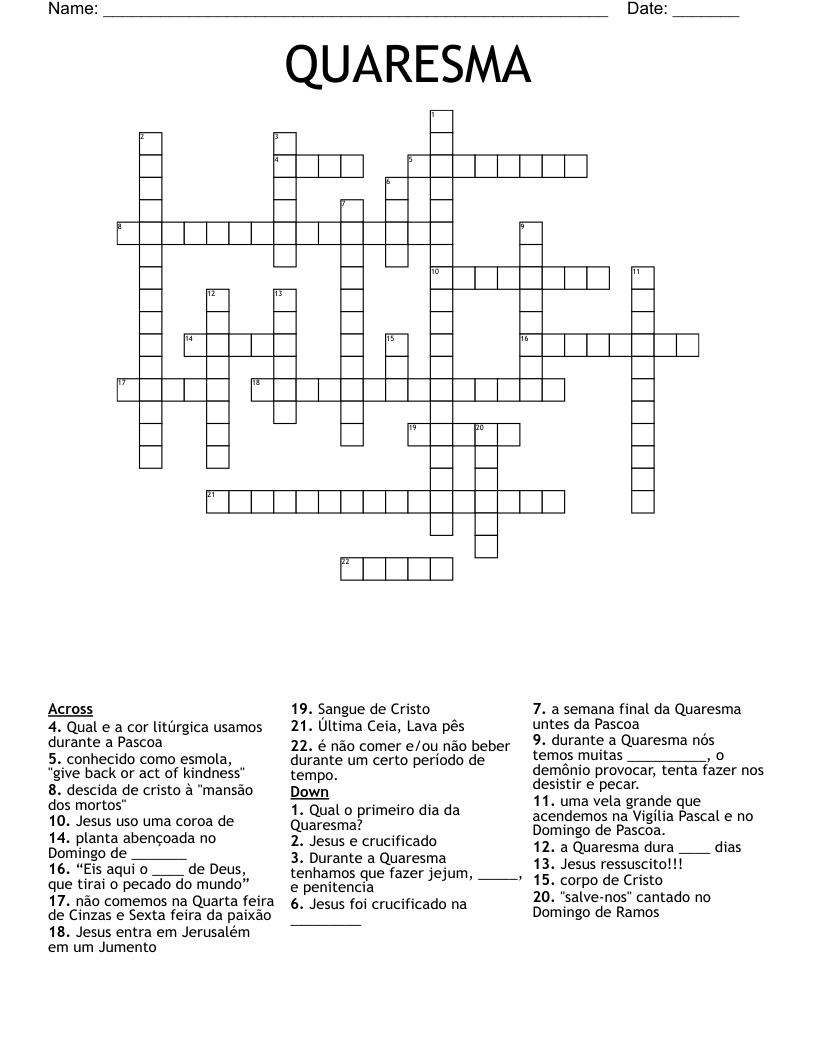 QUARESMA  Crossword