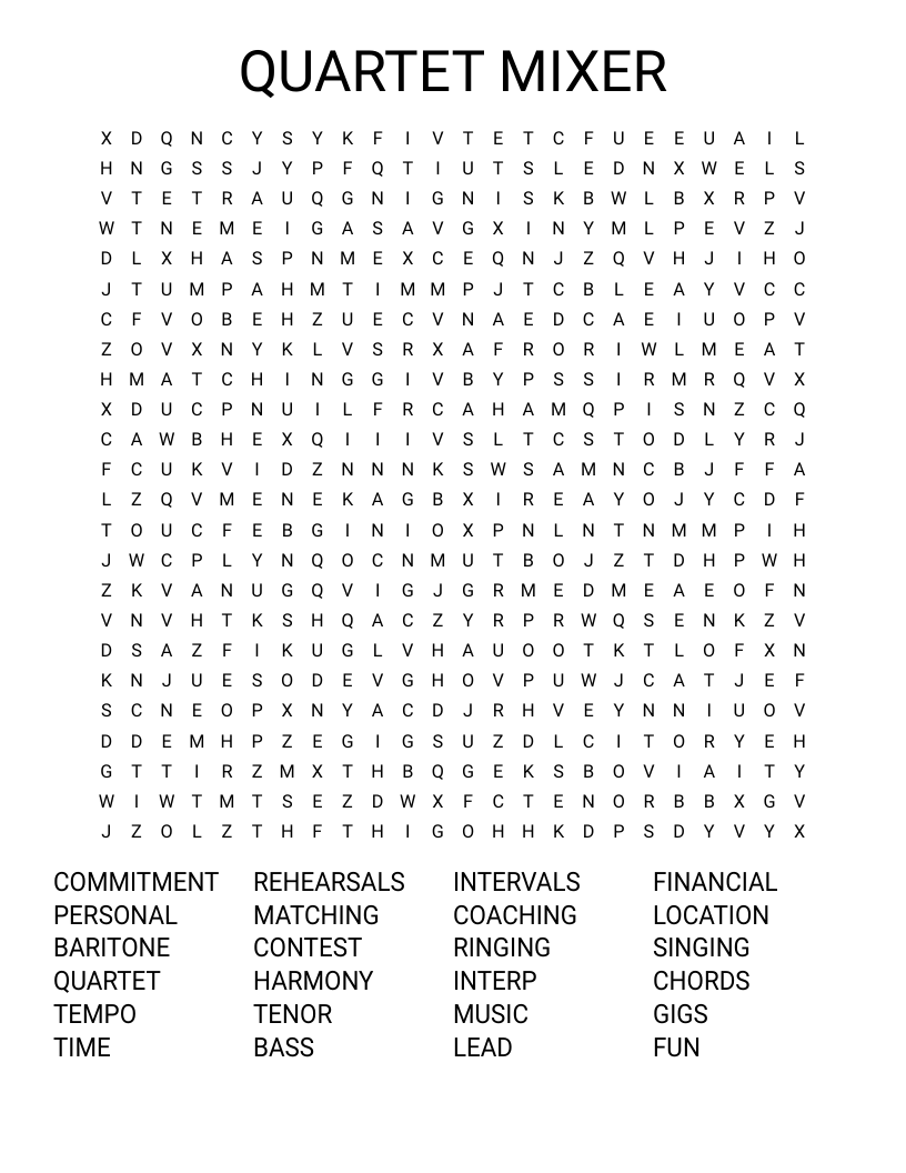 QUARTET MIXER Word Search