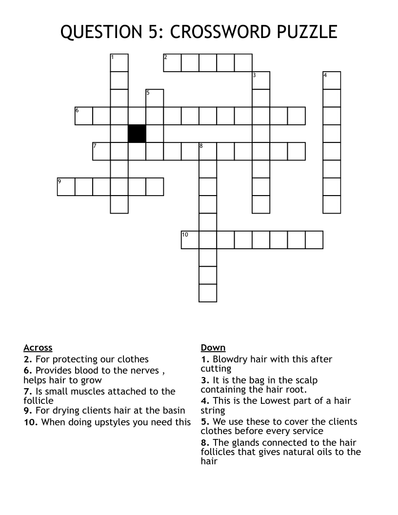 QUESTION 5:        CROSSWORD PUZZLE