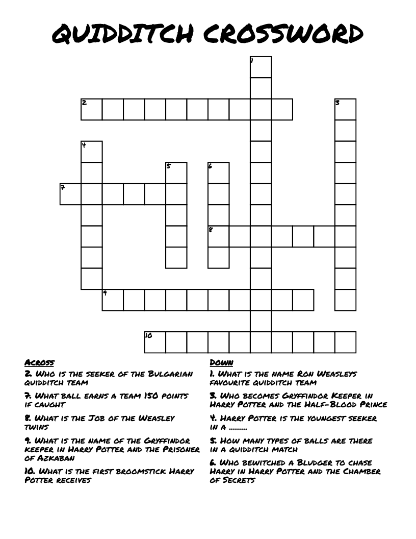 QUIDDITCH CROSSWORD