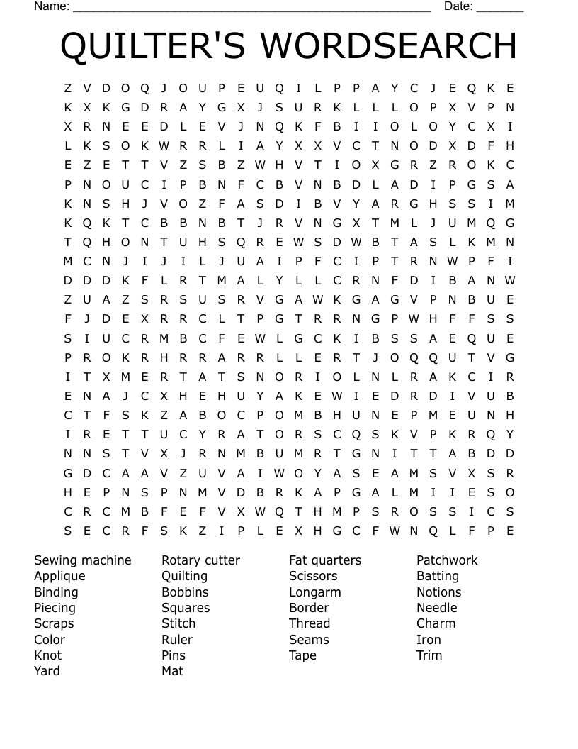 QUILTER'S WORDSEARCH