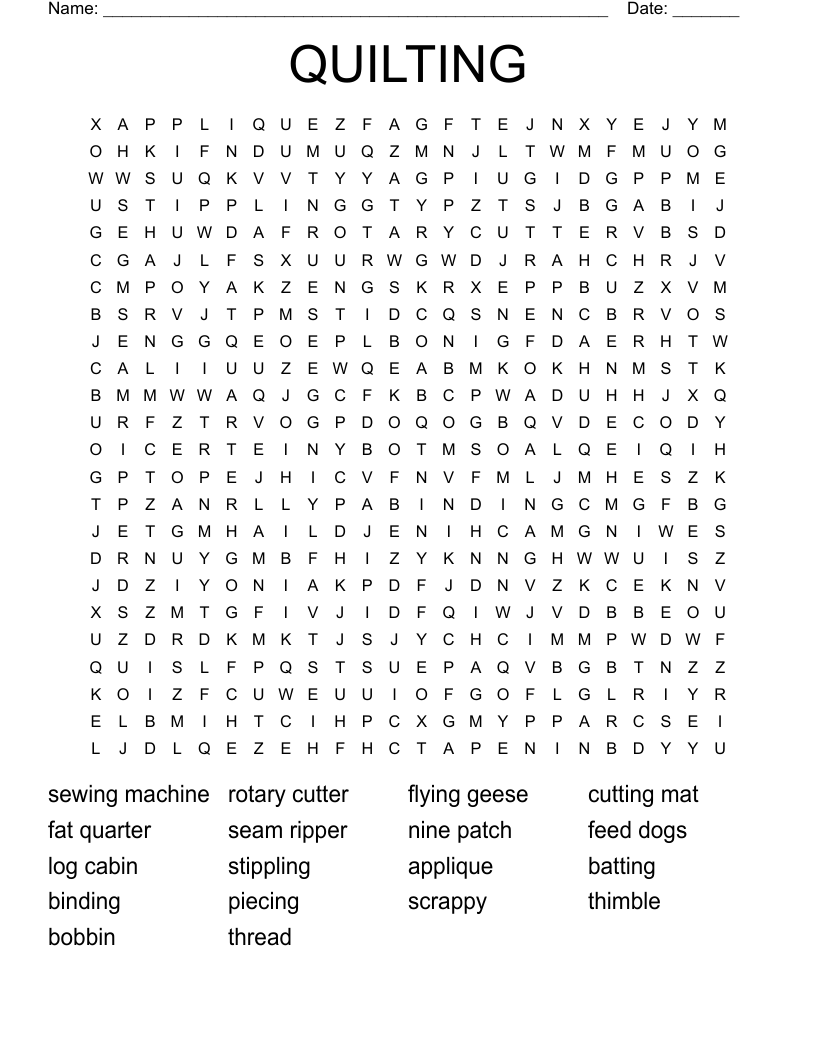 QUILTING Word Search