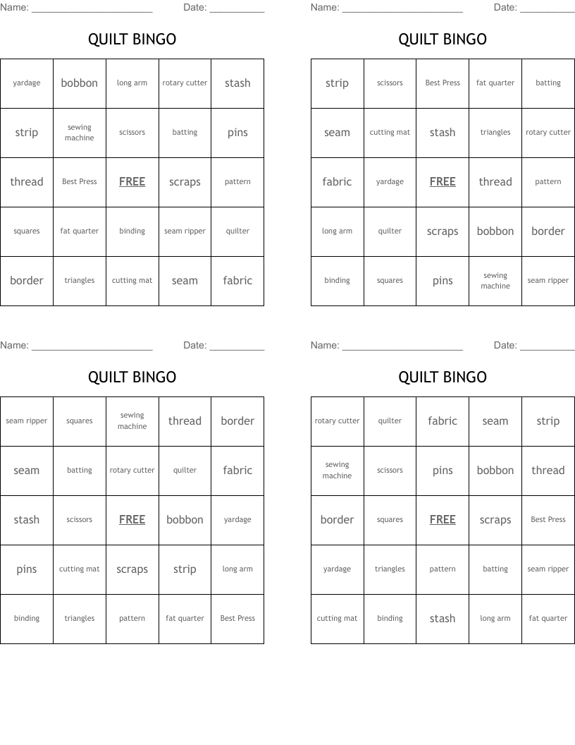 QUILT BINGO