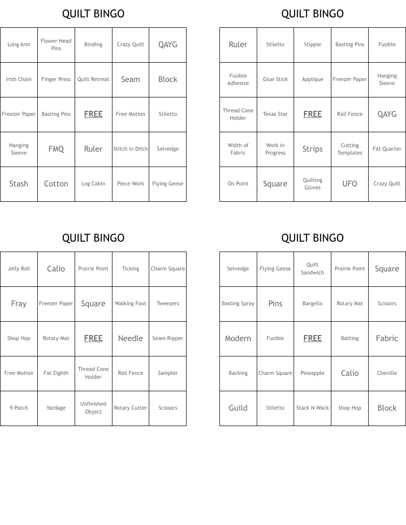 QUILT BINGO