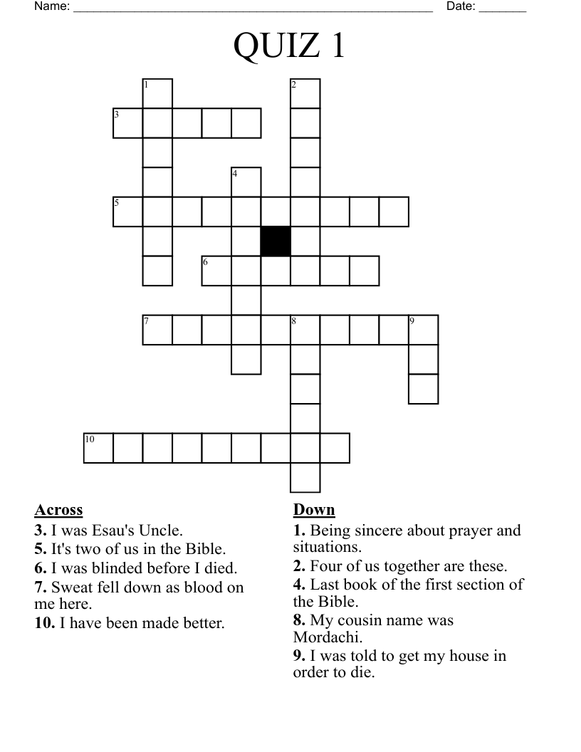 QUIZ 1 Crossword