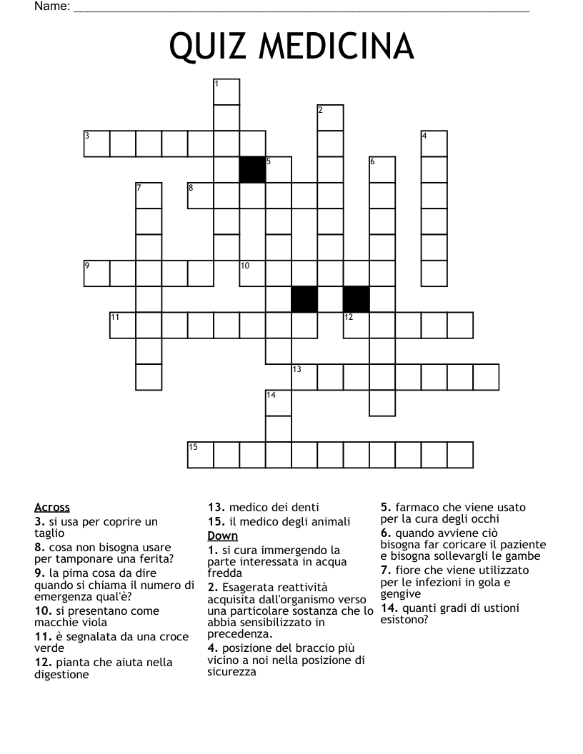 QUIZ MEDICINA Crossword