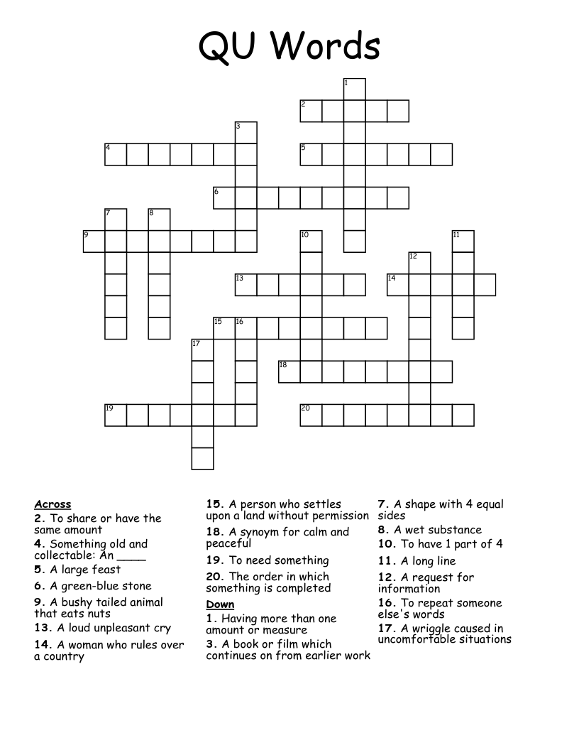 QU Words Crossword