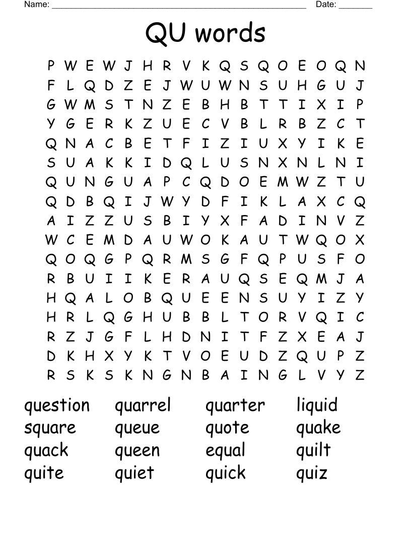 QU words Word Search