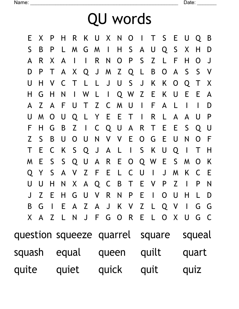 QU words Word Search