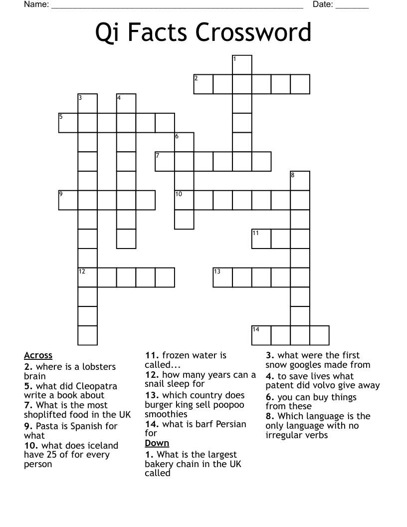Qi Facts Crossword