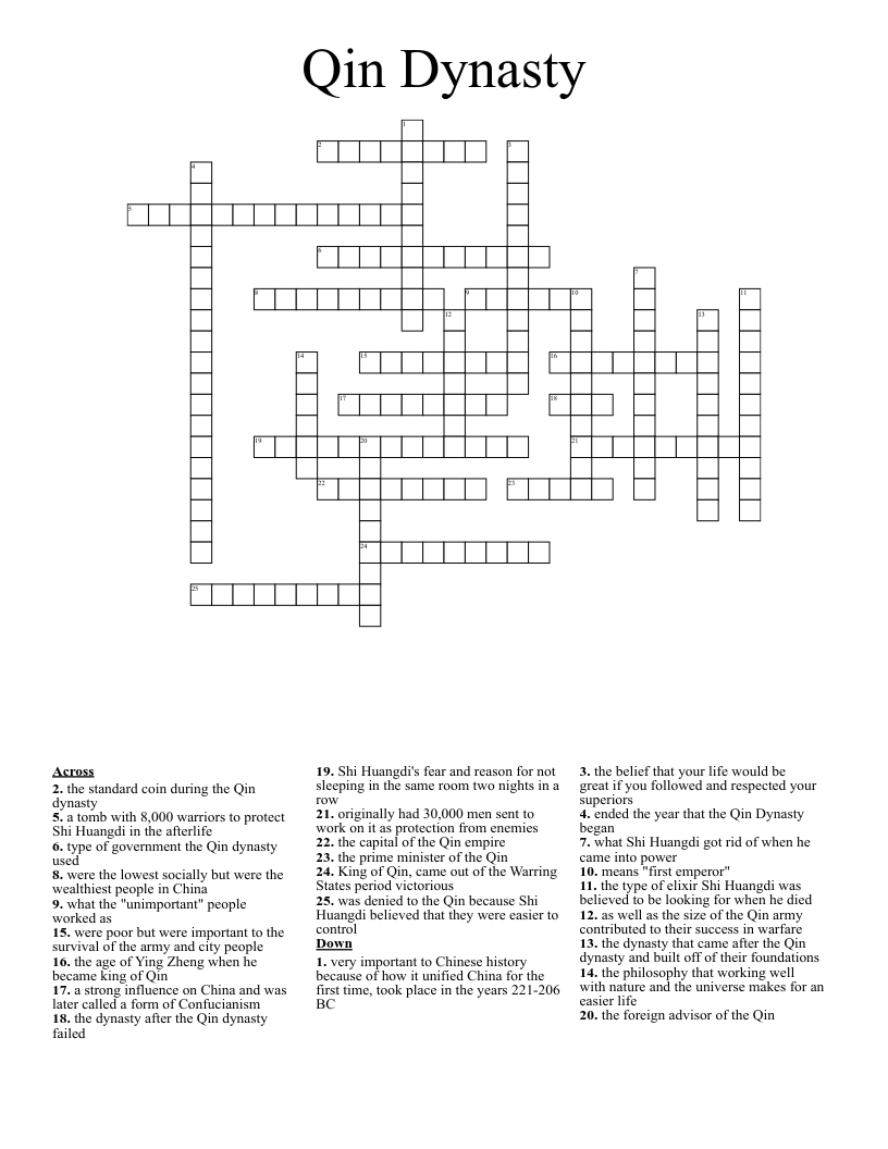 Qin Dynasty Crossword