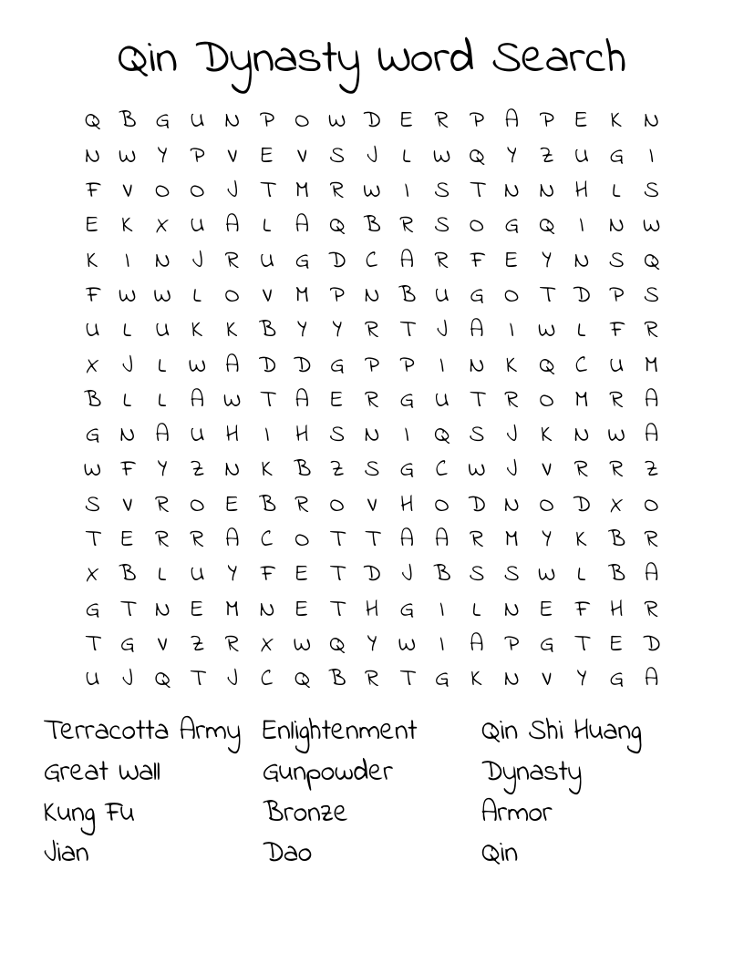 Qin Dynasty Word Search