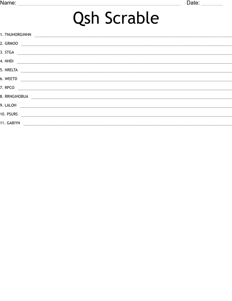 Qsh Scrable  Word Scramble