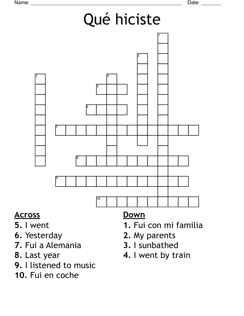 Qué hiciste Crossword