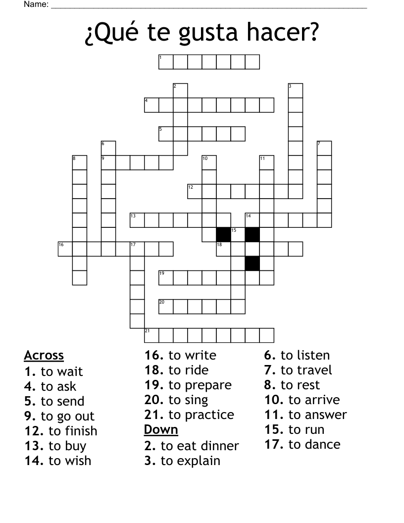 ¿Qué te gusta hacer?  Crossword