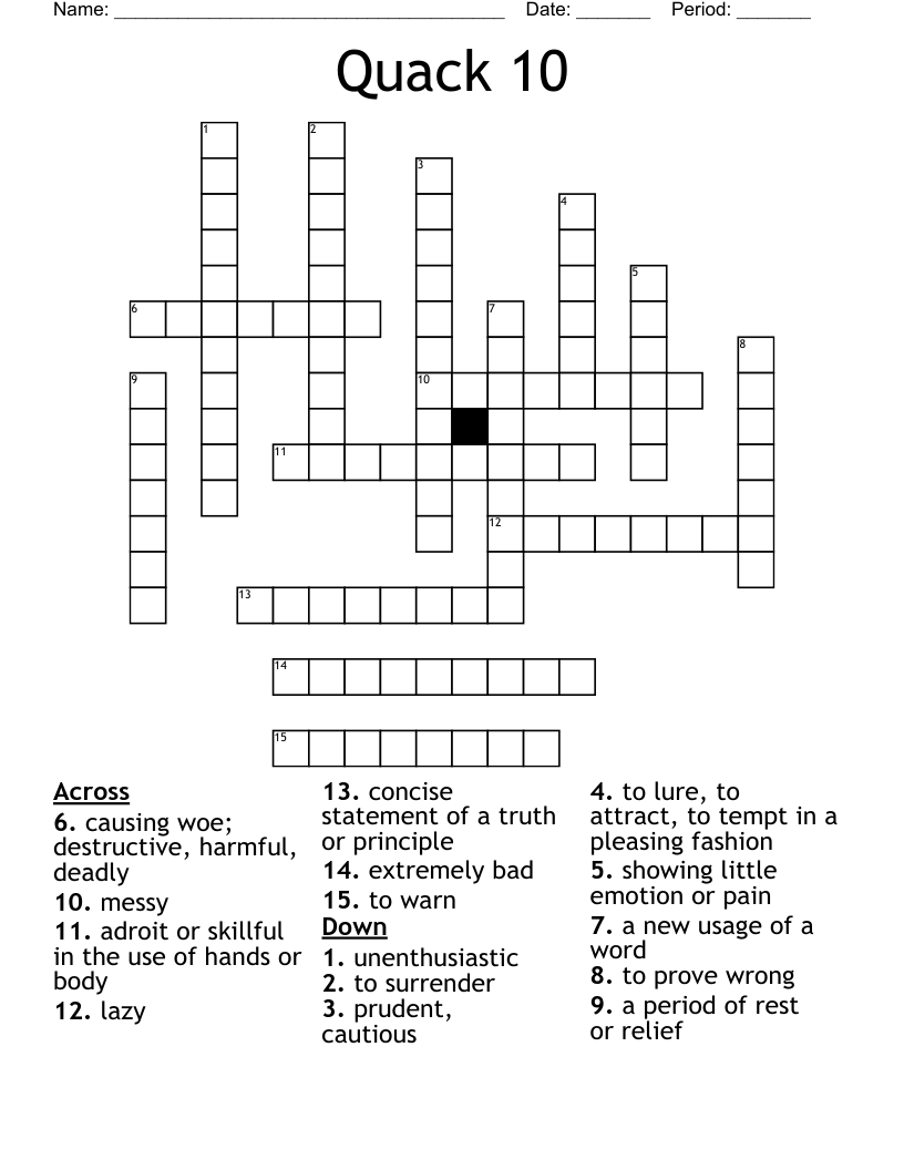 Quack 10 Crossword