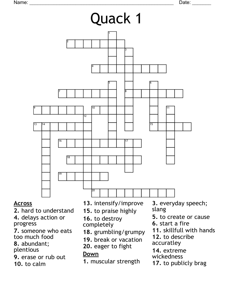 Quack 1 Crossword