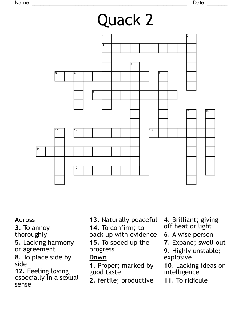 Quack 2 Crossword