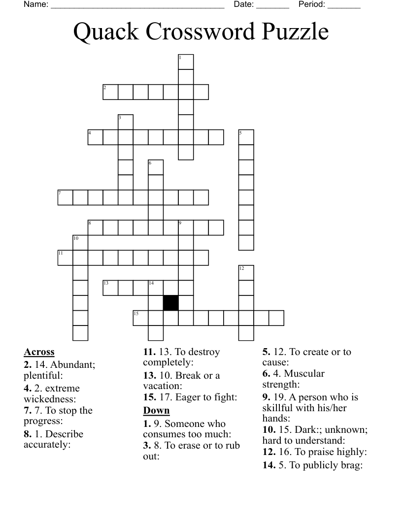 Quack Crossword Puzzle