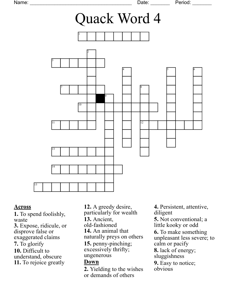 Quack Word 4 Crossword