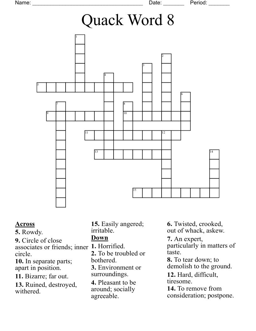 Quack Word 8 Crossword
