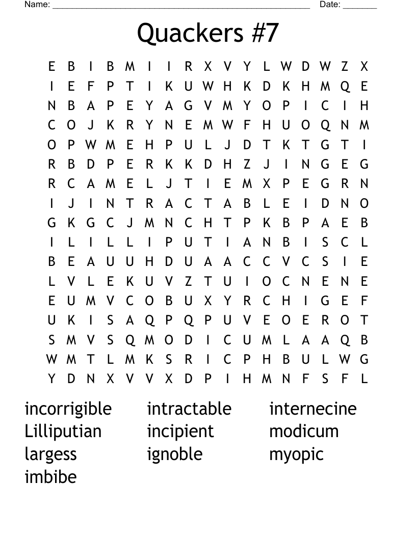 Quackers #7 Word Search