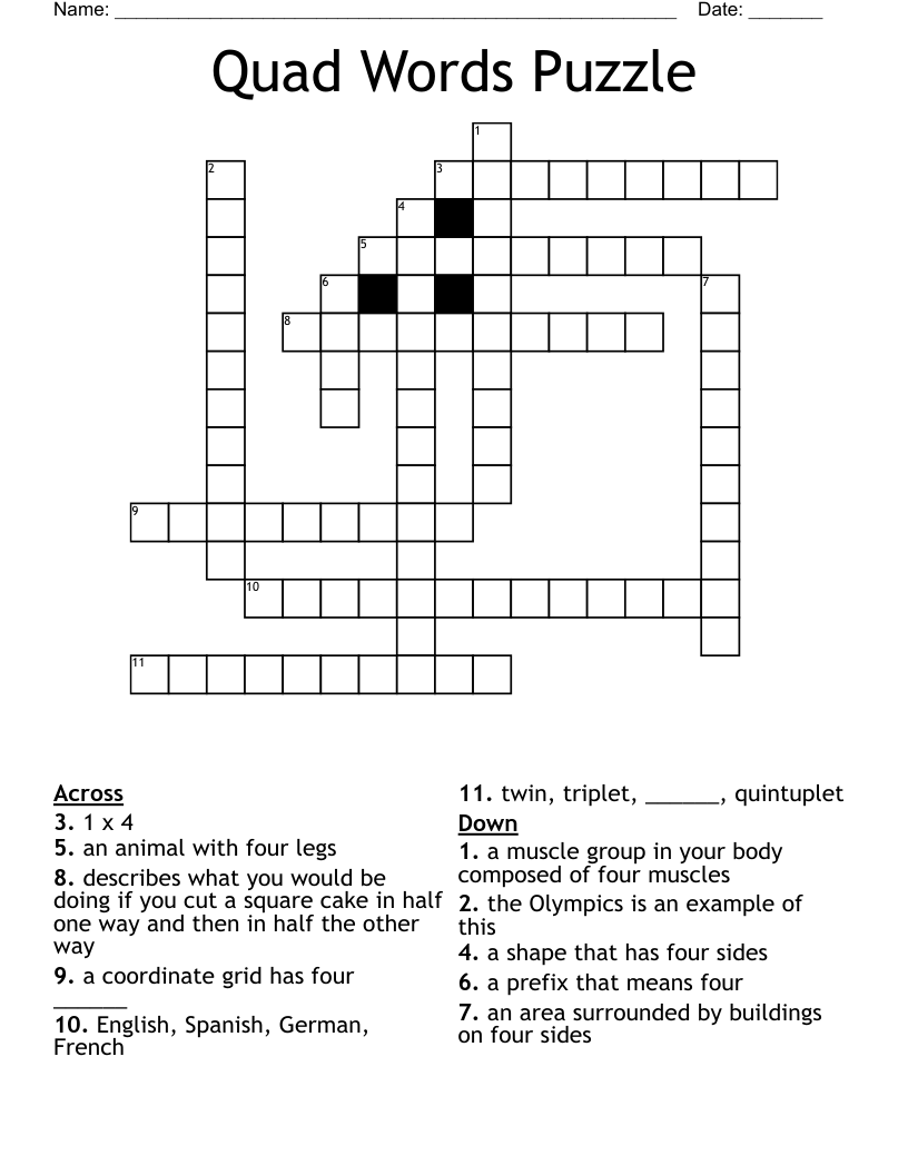 Quad Words Puzzle Crossword