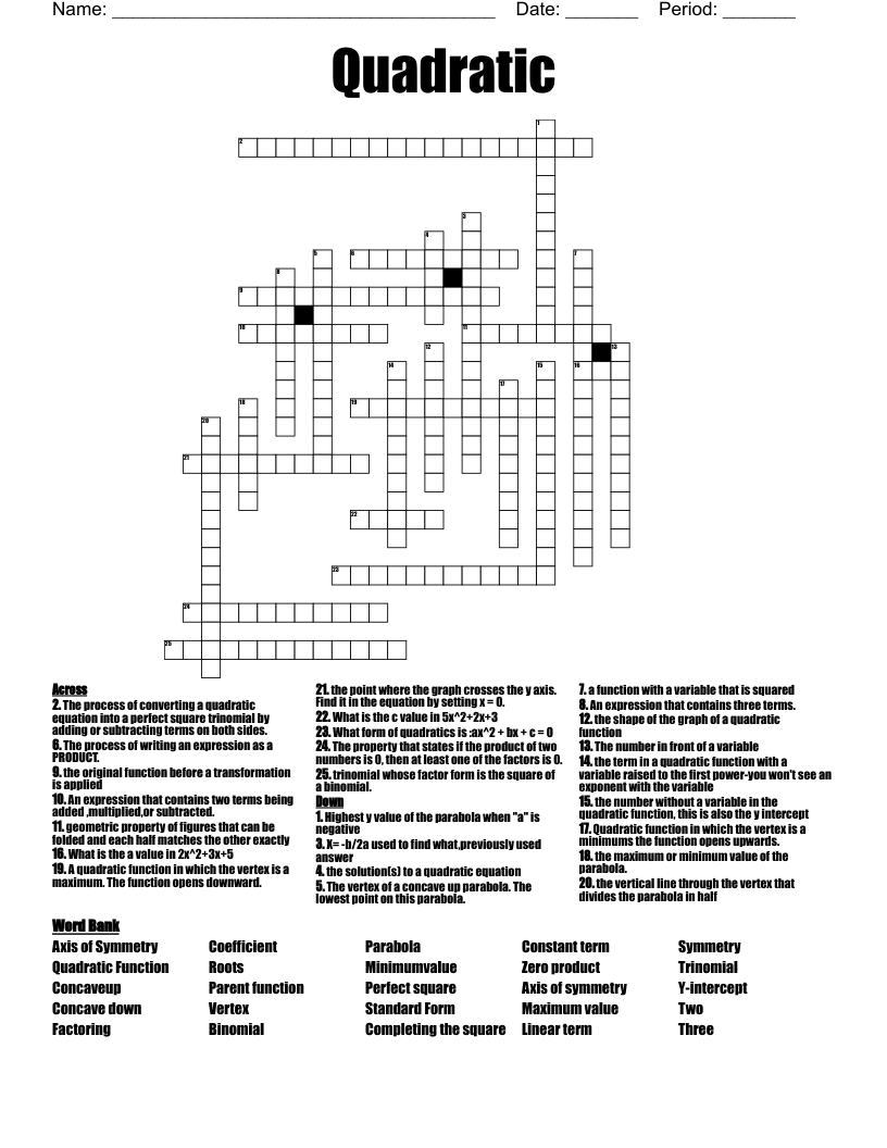 Quadratic Crossword