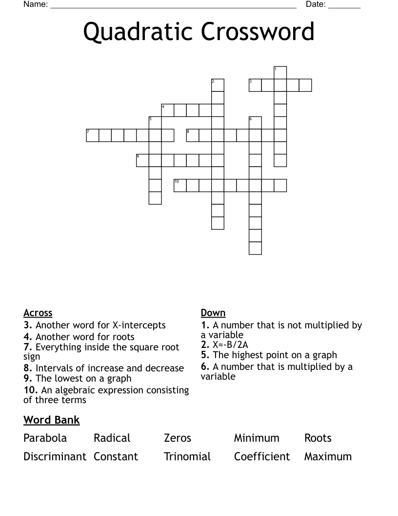 Quadratic Crossword