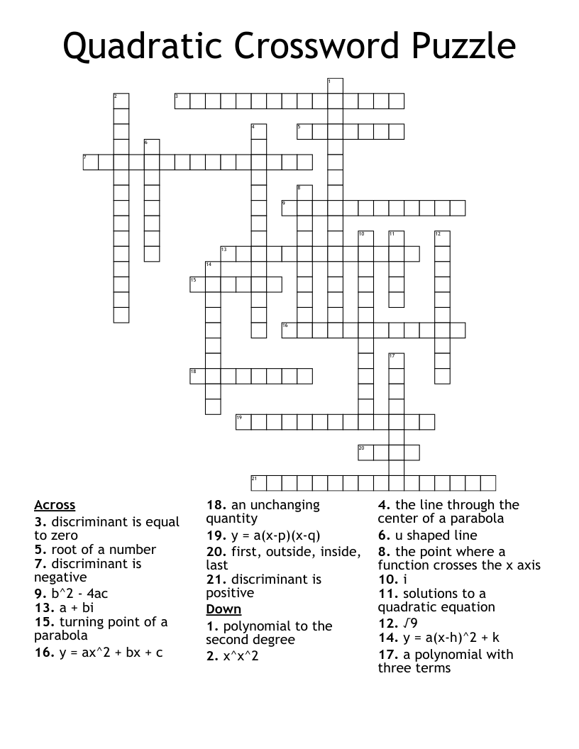 Quadratic Crossword Puzzle