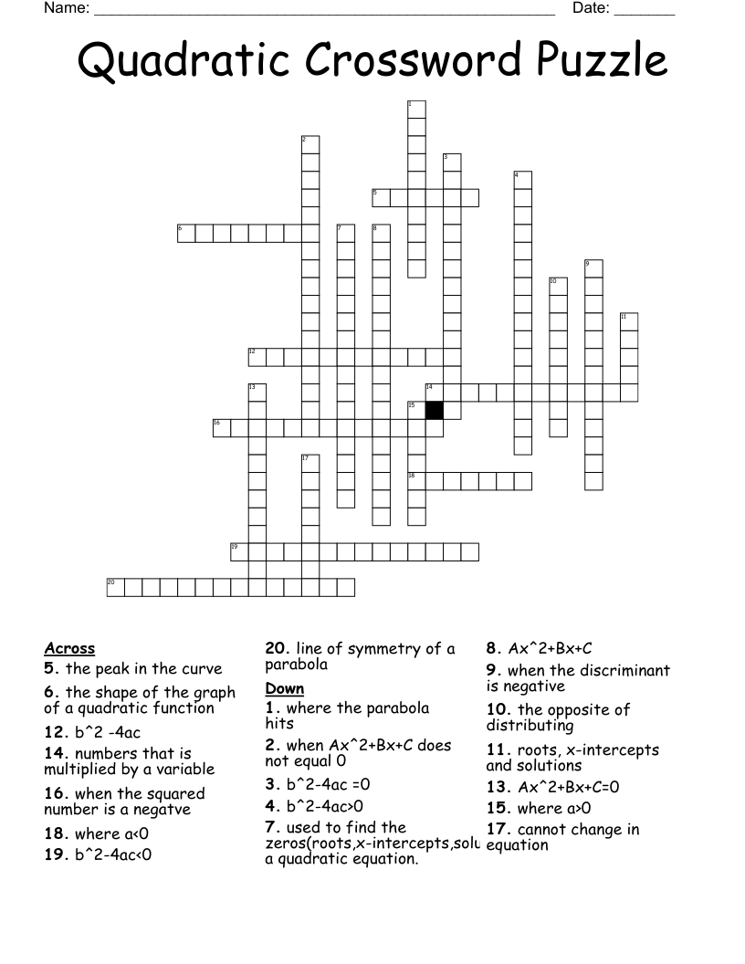 Quadratic Crossword Puzzle