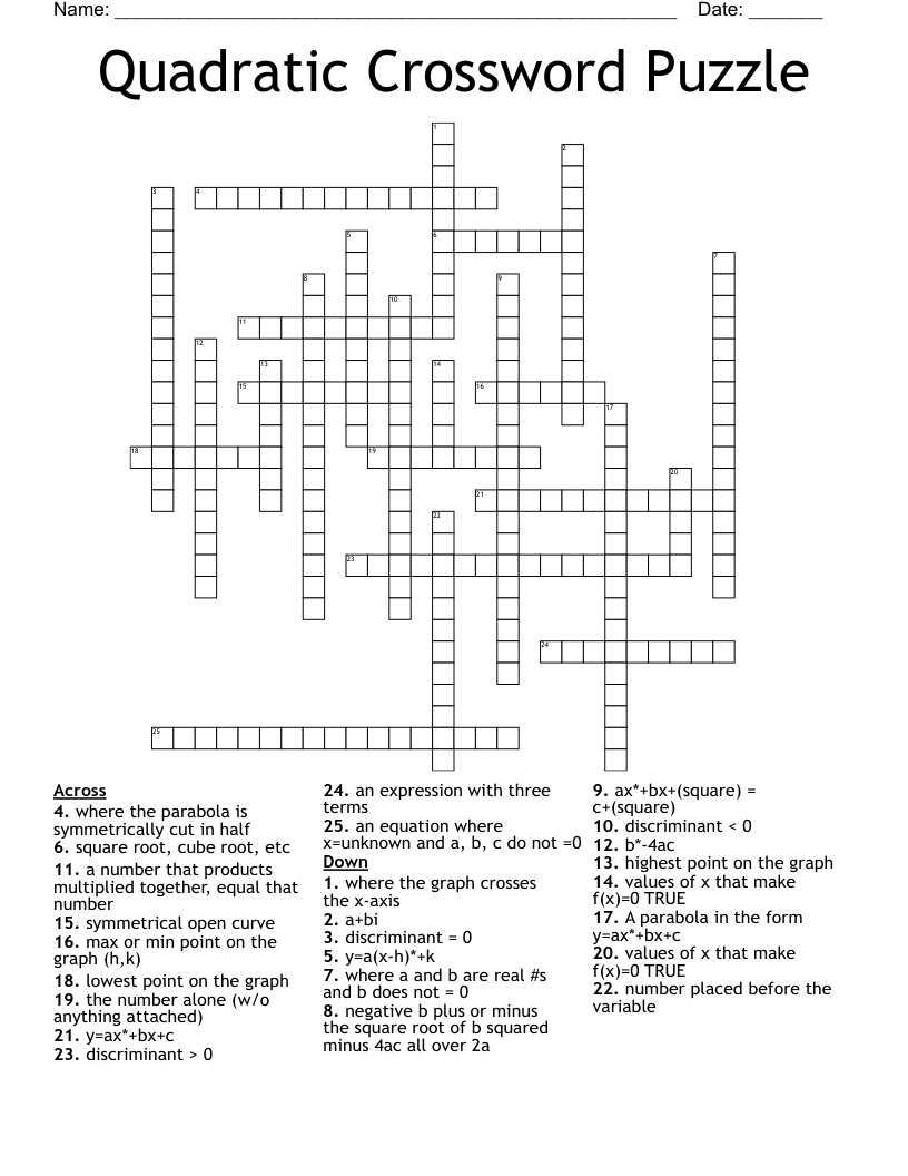 Quadratic Crossword Puzzle