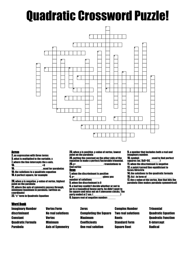 Quadratic Crossword Puzzle!