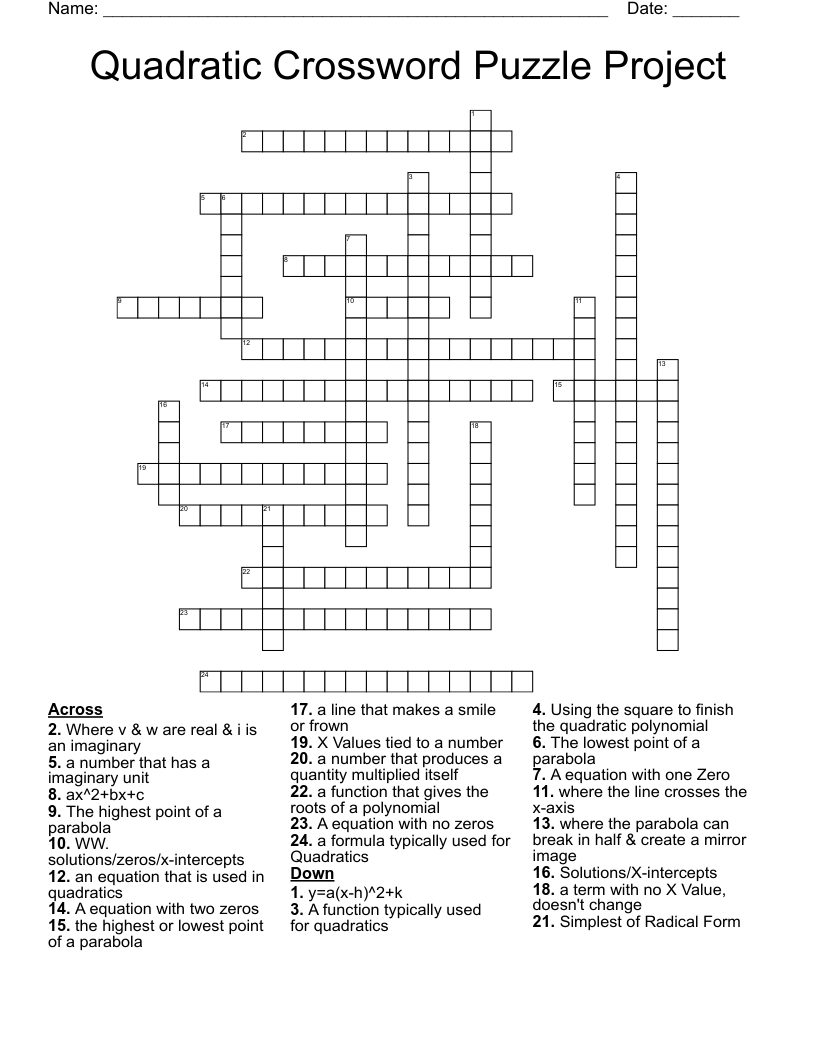 Quadratic Crossword Puzzle Project 