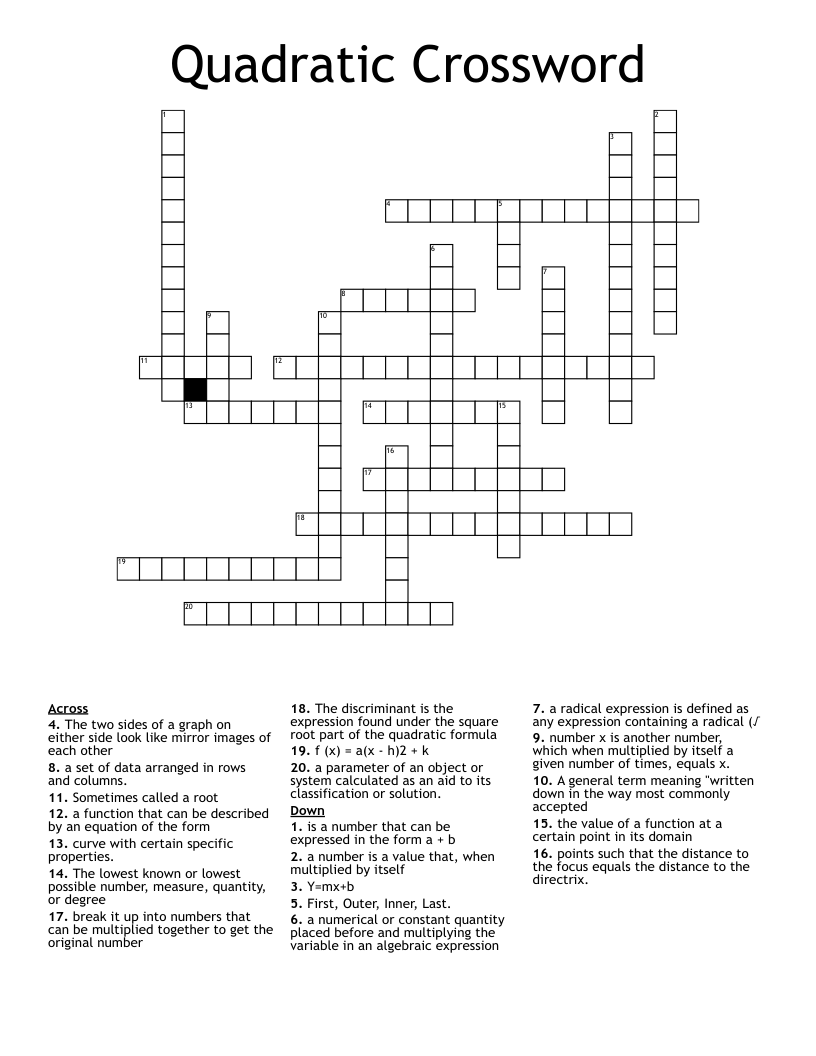 Quadratic Crossword 